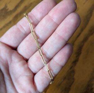 Gold Plated 5.5" Paper Clip Bracelet Pretty Bird Yellow Gold